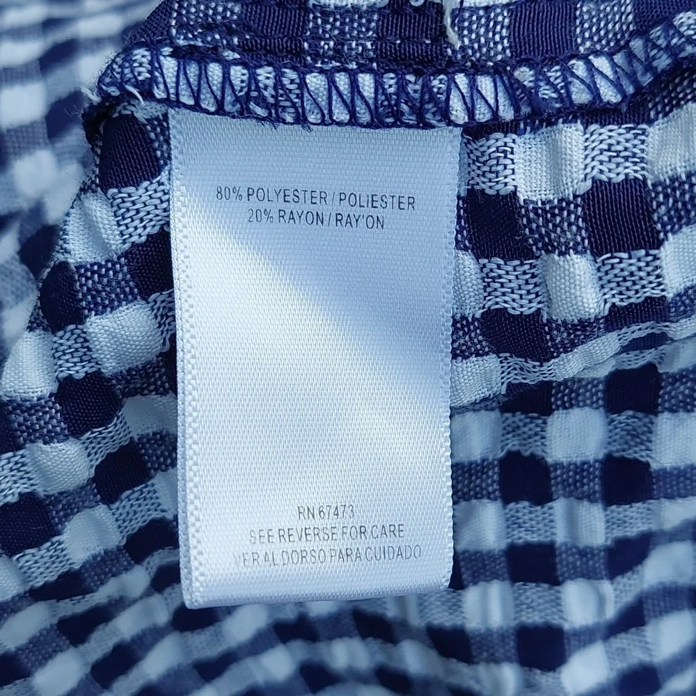 Melonie Blue and White Sleeveless Checkered Midi Dress Sz 20W - Picture 15 of 15